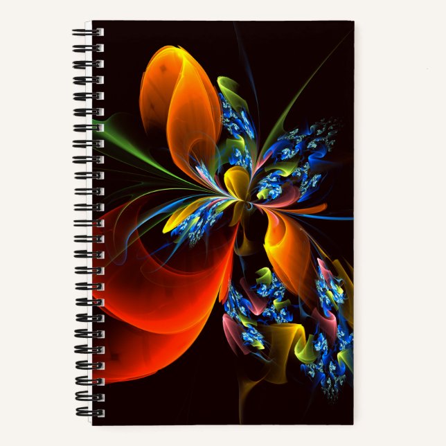 Cuaderno Naranja azul Floral Moderno Resumen Patrón de arte (Anverso)