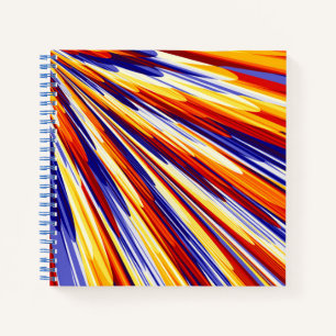 Cuaderno Naranja azul Lápiz geométrico abstracto amarillo