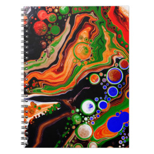 Cuaderno Naranja, azul, verde, negro, arte de fluido digita