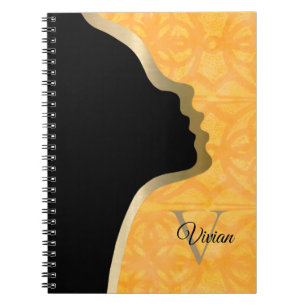 Cuaderno Naranja Batik Black And Gold Face Name