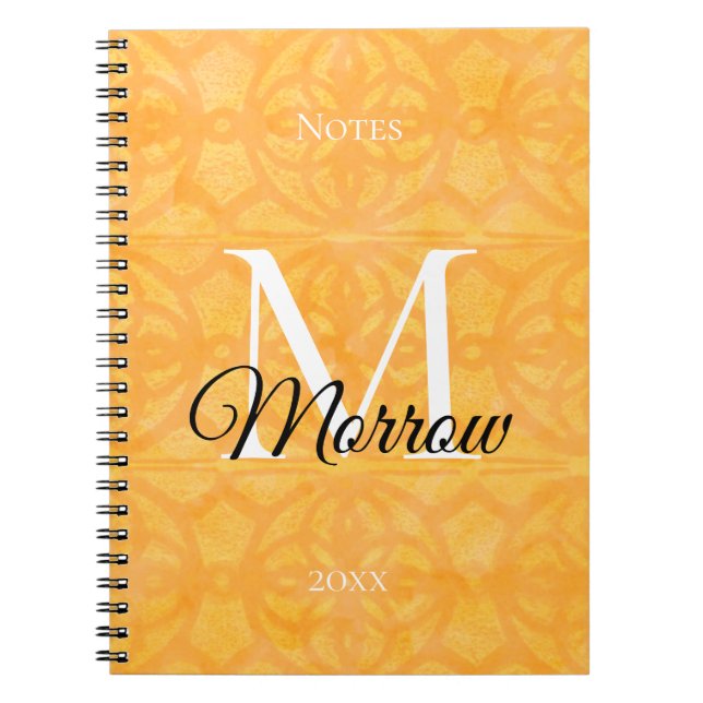 Cuaderno Naranja Batik Name y Year Monogramed (Frente)