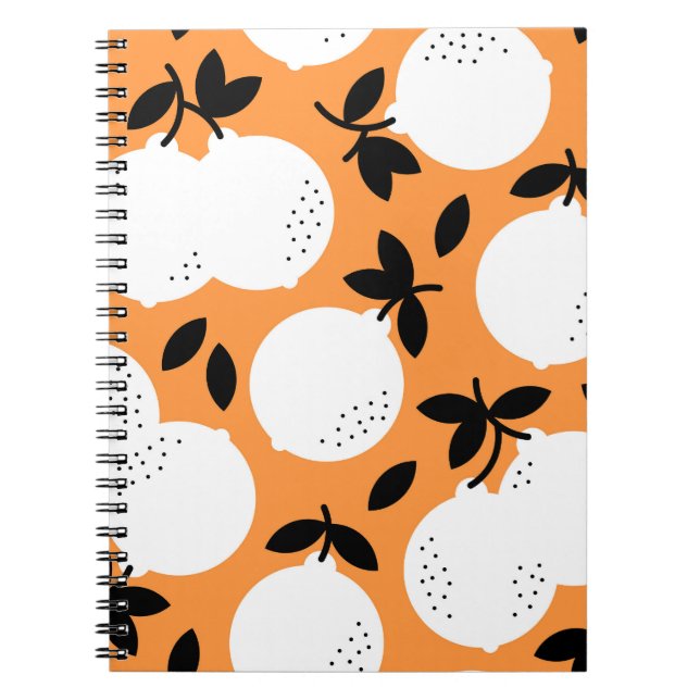 Cuaderno Naranja Bliss: Exquisito patrón de fruta (Frente)