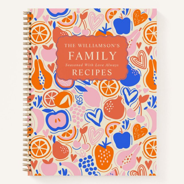 Cuaderno Naranja Blue Monogram Fruits Recetas de vegetales (Anverso)