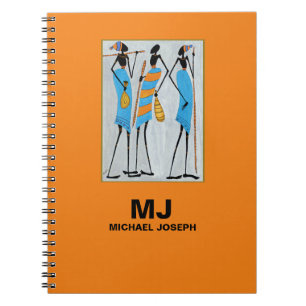 Cuaderno Naranja brillante, lindo, guerreros masái