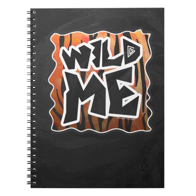 Cuaderno Naranja caliente y papel negro de tigre salvaje (Frente)
