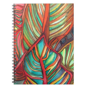 Cuaderno Naranja Canna deja acuarela arte original