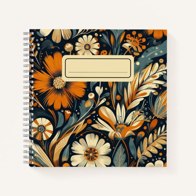 Cuaderno Naranja caprichosa Wildflowers & Birds in Folk Art (Anverso)