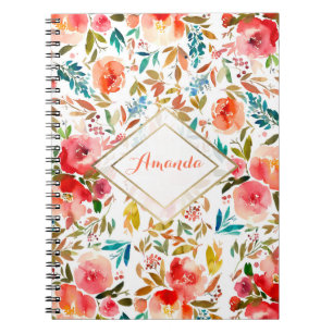 Cuaderno Naranja color rojo rosa verano floral