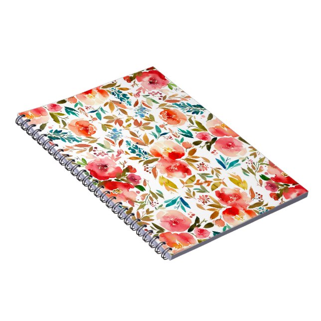 Cuaderno Naranja color rojo rosa verano floral (Lado Derecho)