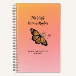 Cuaderno Naranja colorido de la mariposa monarca inspirador