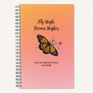 Cuaderno Naranja colorido de la mariposa monarca inspirador