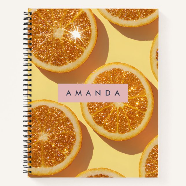 Cuaderno Naranja con Brillo de Cítricos Personalizado Respl (Anverso)