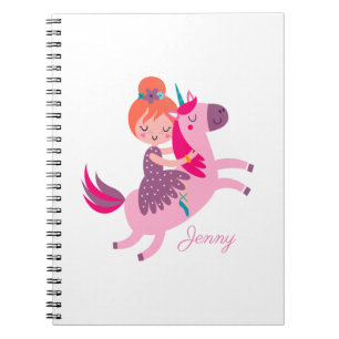 Cuaderno Naranja corta Chica haitiana montada en unicornio