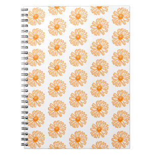 Cuaderno Naranja Daisy Flower Print, Vintage Floral Pattern