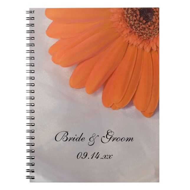 Cuaderno Naranja Daisy y Boda satinado blanco (Frente)
