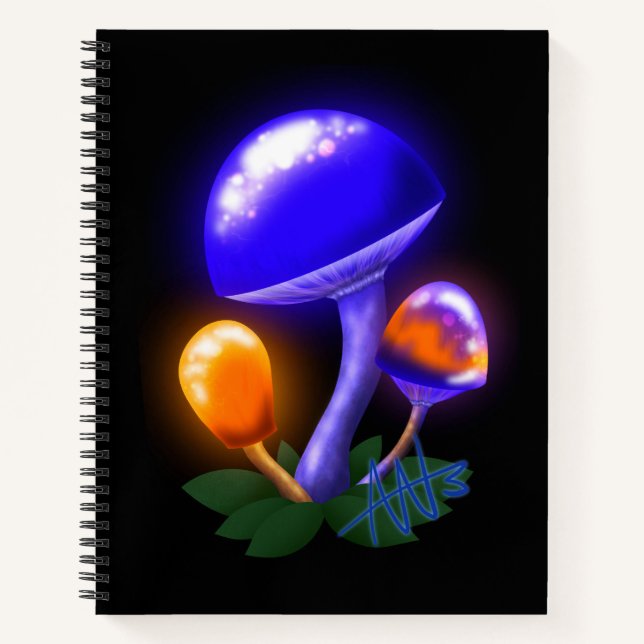 Cuaderno Naranja Dapperling imaginario y espiral de hongos  (Anverso)