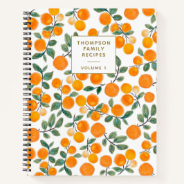 Cuaderno Naranja de acuarela receta personalizada de cítric