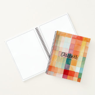 Cuaderno Naranja de acuarela y placa Verde azulada