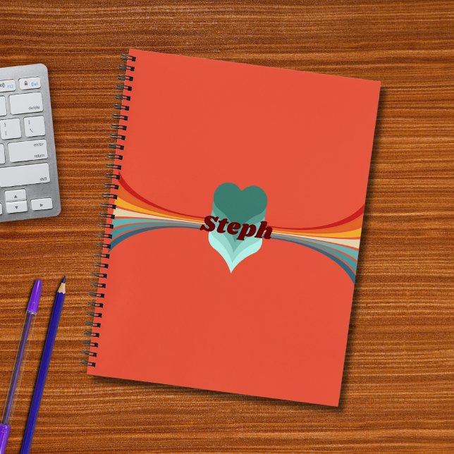 Cuaderno naranja de bandas de arco iris retro inspiradas de (Subido por el creador)