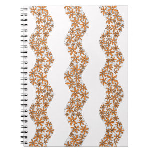 Cuaderno Naranja de bandas de flor de banda ancha de cadena