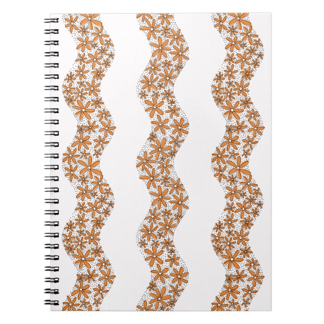Cuaderno Naranja de bandas de flor de banda ancha de cadena (Frente)
