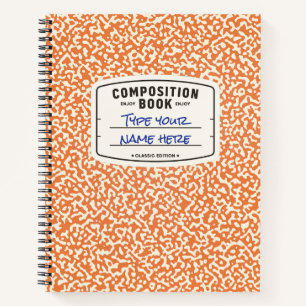 Cuaderno Naranja de bloc de notas de composición personaliz