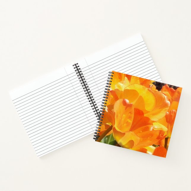 Cuaderno Naranja de cierre y tulipanes amarillos (Interior)