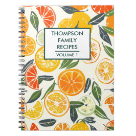 Cuaderno naranja de cítricos de mandarina Receta personaliz