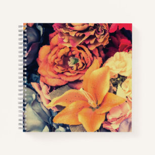 Cuaderno Naranja de flores de otoño rústicas de bonito