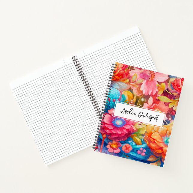 Cuaderno Naranja de flores y Boho azul (Interior)