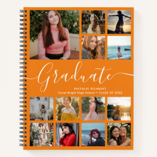 Cuaderno Naranja de graduación de Collage de fotos de grado