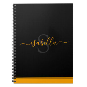 Cuaderno Naranja de guiones monogramado inicial elegante