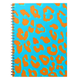 Cuaderno Naranja de impresión Leopardo Azul