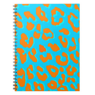 Cuaderno Naranja de impresión Leopardo Azul