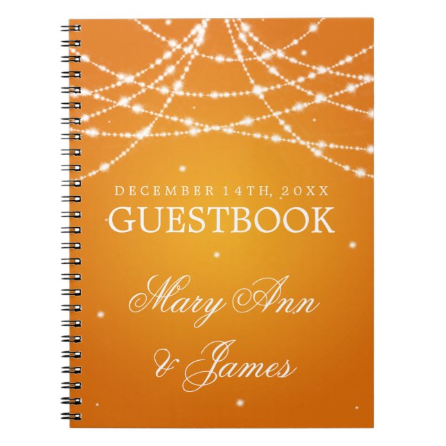 Cuaderno Naranja de la secuencia el chispear del Guestbook (Frente)