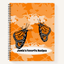 Cuaderno Naranja de mariposas monarca cúrcuta nombrado favo