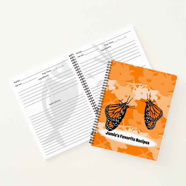 Cuaderno Naranja de mariposas monarca cúrcuta nombrado favo (Interior)
