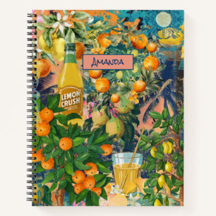 Cuaderno naranja de moda mosaicos de cítricos sicilianos co