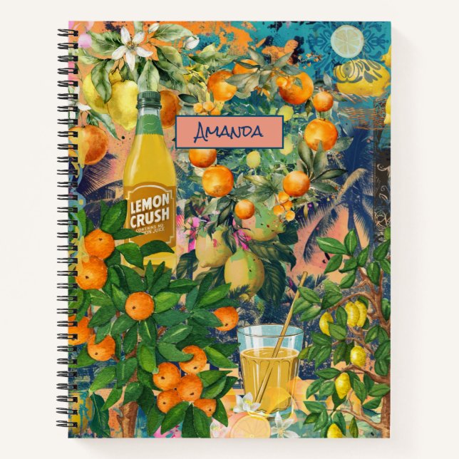Cuaderno naranja de moda mosaicos de cítricos sicilianos co (Anverso)