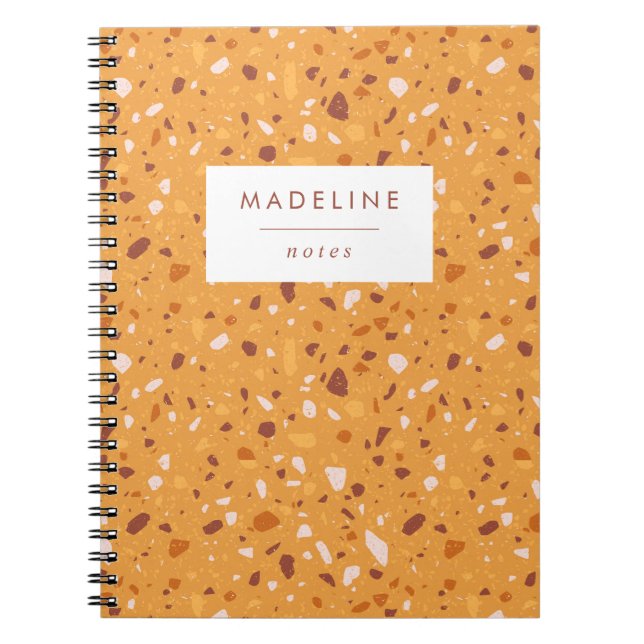 Cuaderno Naranja de moda y Brown Terrazzo (Frente)