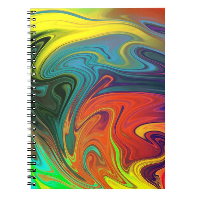 Cuaderno Naranja de neón de moda rojo azul amarillo verde R (Frente)