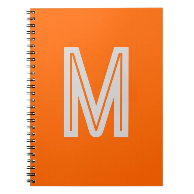 Cuaderno naranja de neón - monograma audaz (Frente)