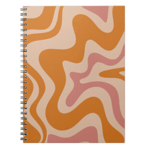 Cuaderno Naranja De Patrón Abstracto Retro Líquido Swirl Pi