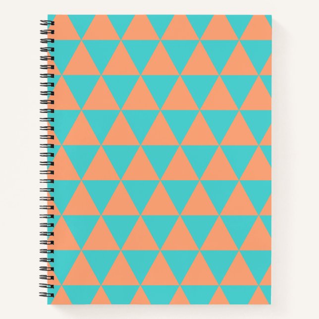 Cuaderno Naranja de patrón triangular y azul claro (Anverso)