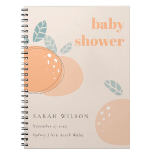 Cuaderno Naranja de Rubor Cute Peach Fruity Bold Baby Showe