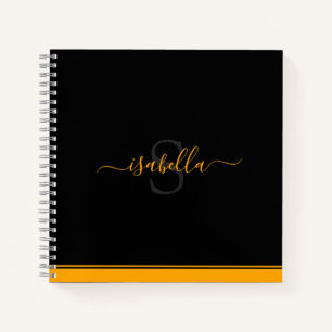 Cuaderno Naranja de script inicial monogramado