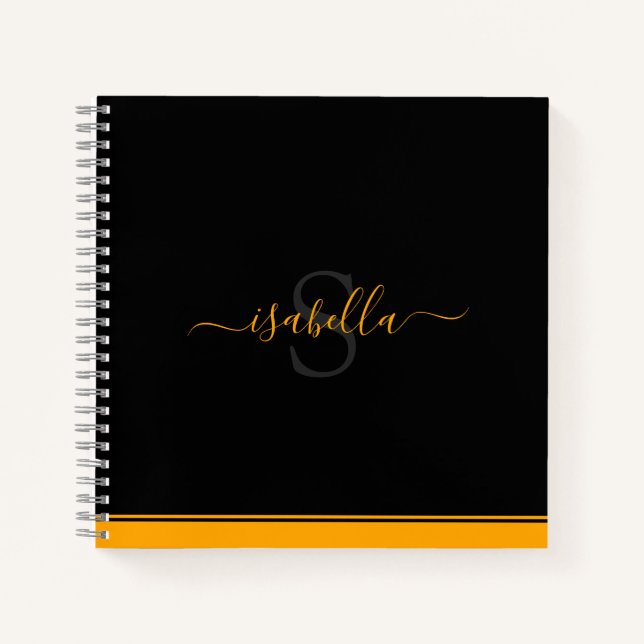 Cuaderno Naranja de script inicial monogramado (Anverso)