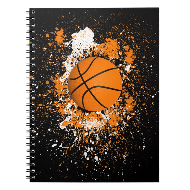 Cuaderno Naranja del baloncesto Grunge Paint Splatt Black G (Frente)