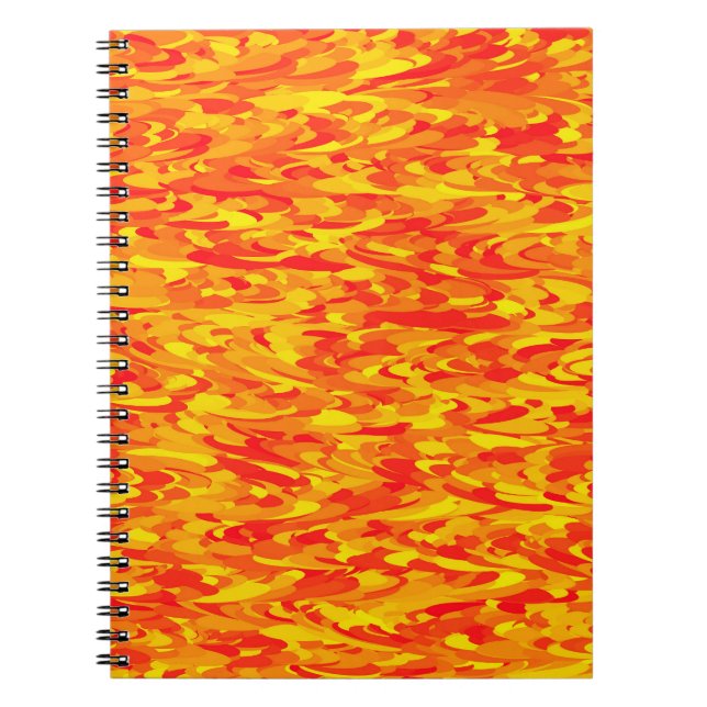 Cuaderno Naranja del patrón abstracto amarillo rojo (Frente)