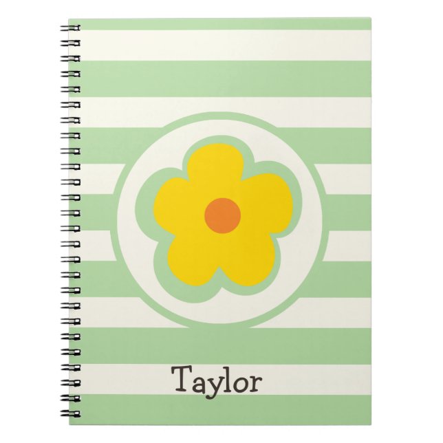 Cuaderno Naranja dulce Flor amarilla y verde (Frente)
